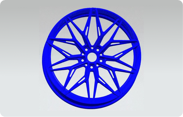 Digital wheel model used to illustrate FEA design analysis