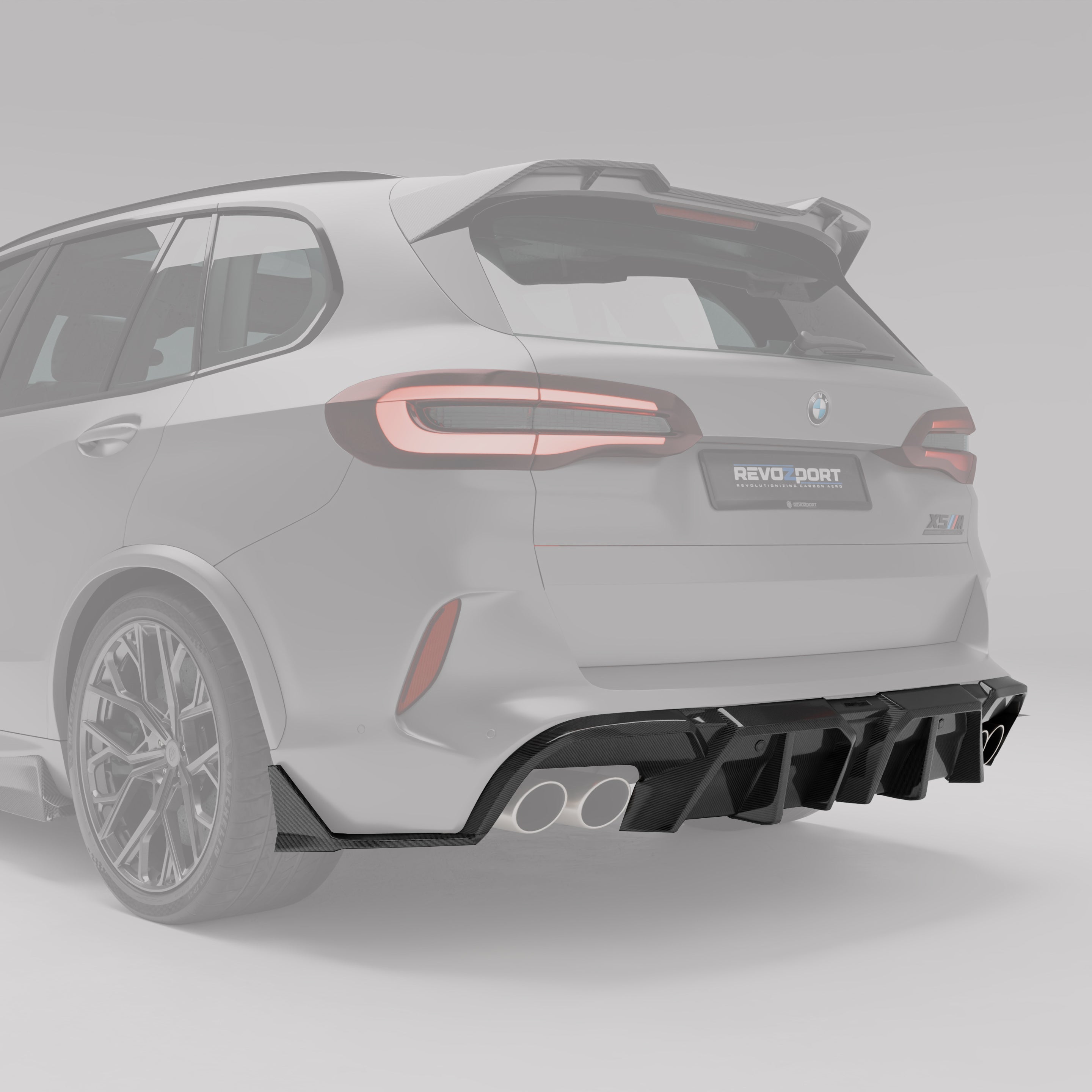 Partial View of BMW X5M F95 PRE LCI Carbon Fiber Rear Spoiler-Revozport