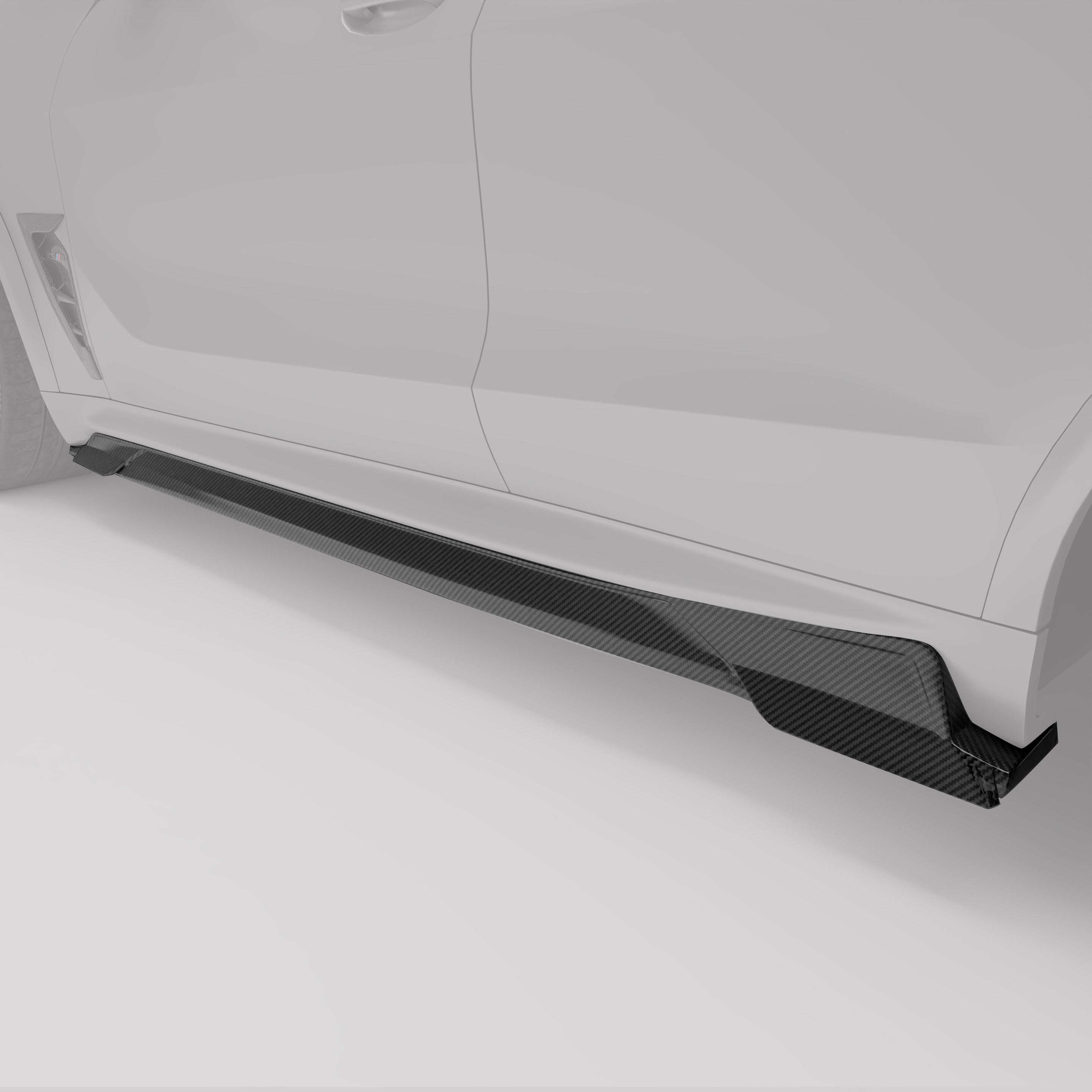 Partial View of X5M F95 PRE LCI Carbon Fiber Side Skirts-Revozport