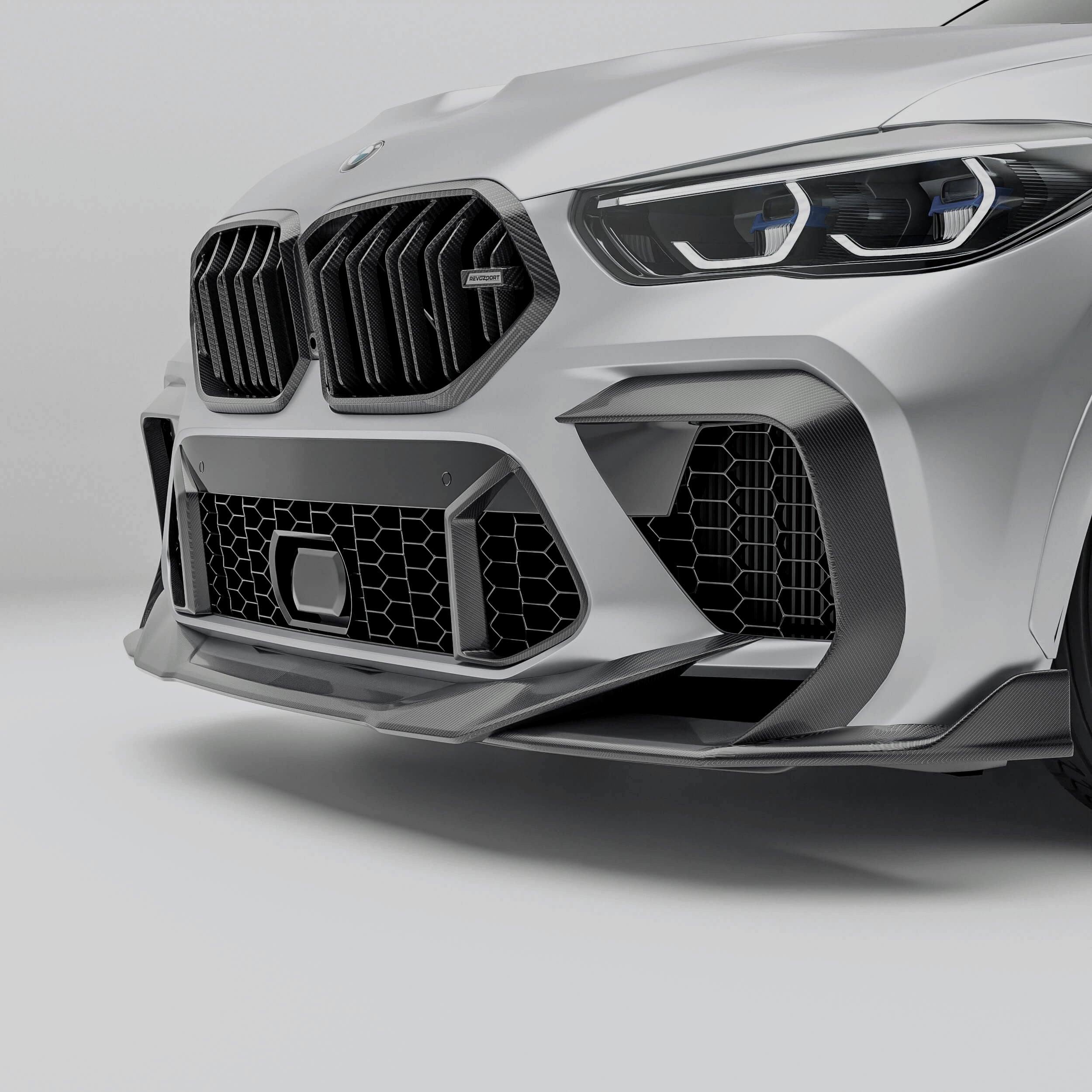 BMW X6M F96 PRE LCI Carbon Fiber Front Bumper Canards