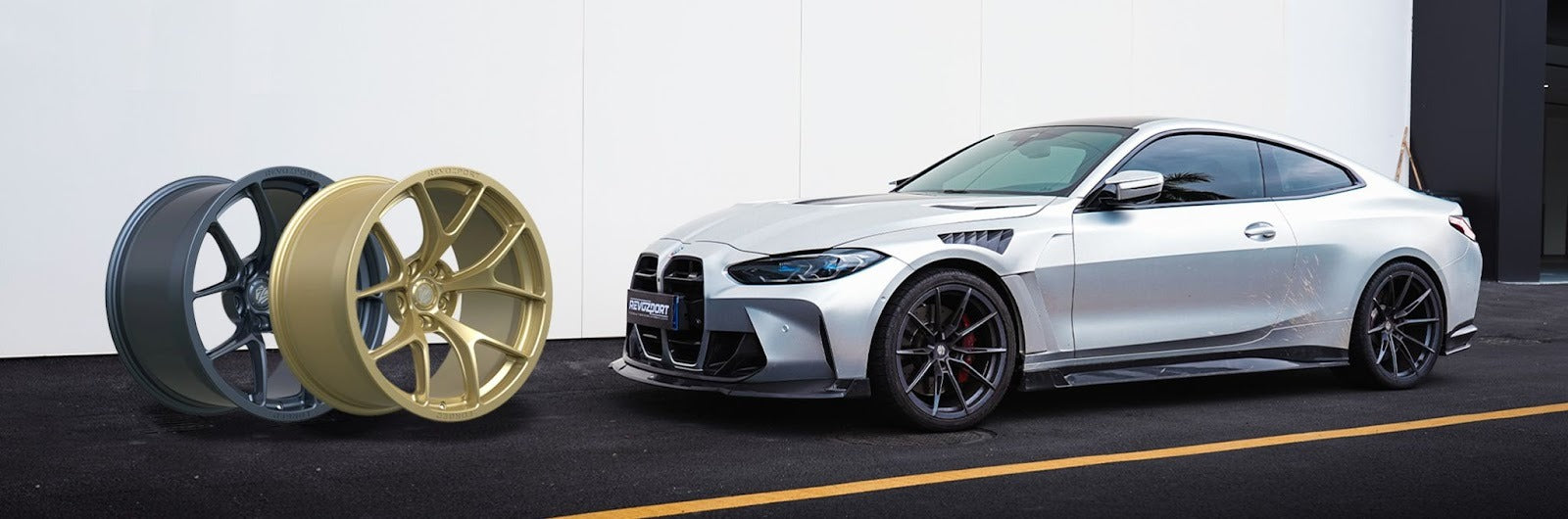 Car with forged racing wheels