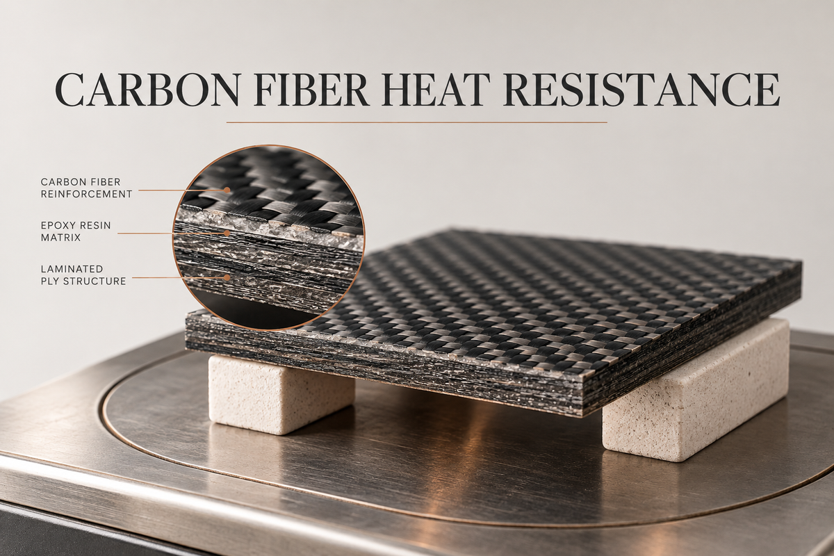 Carbon composite coupon showing reinforcement, resin matrix and laminated structure