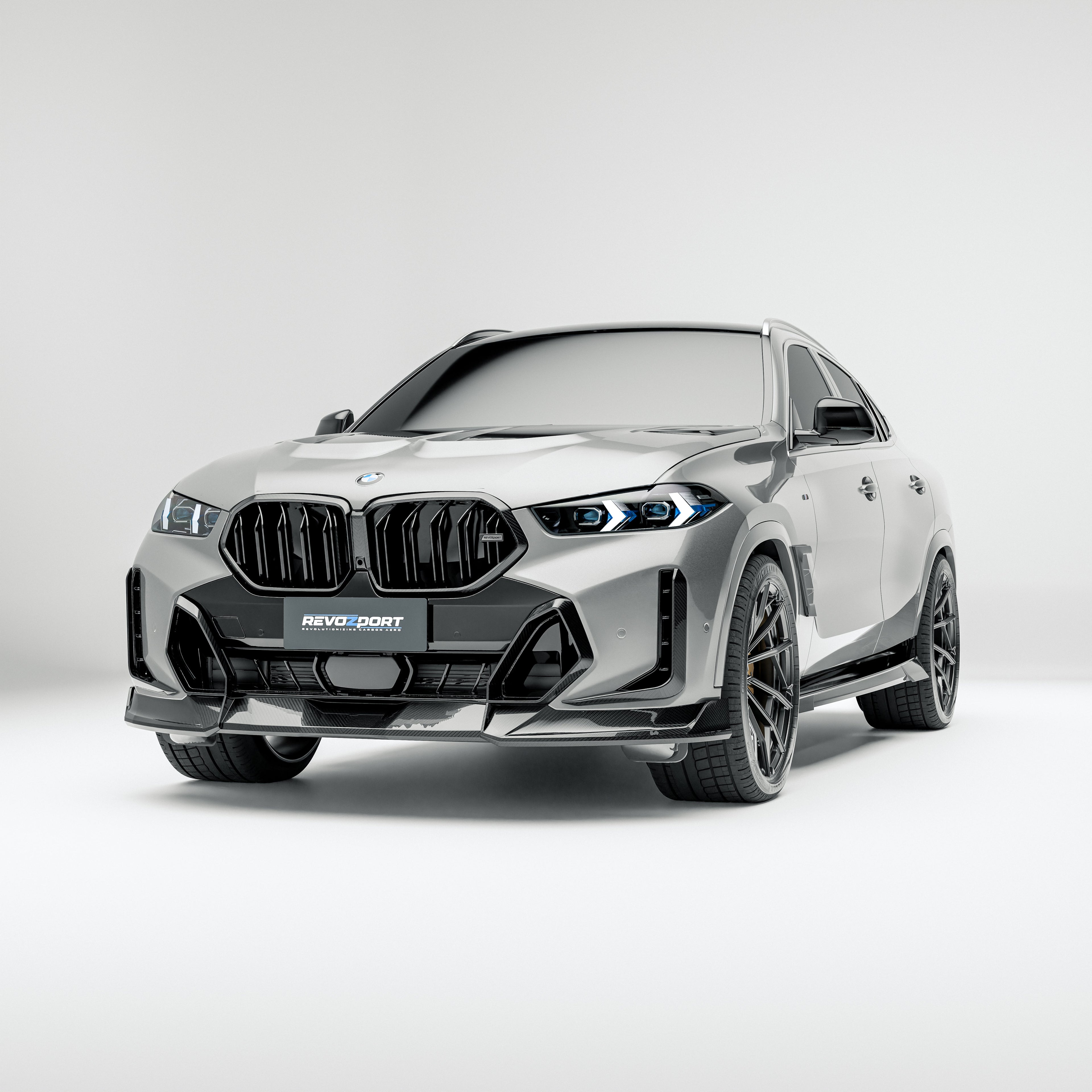 BMW X6 G06 LCI RevoZport carbon fiber body kit front three-quarter view