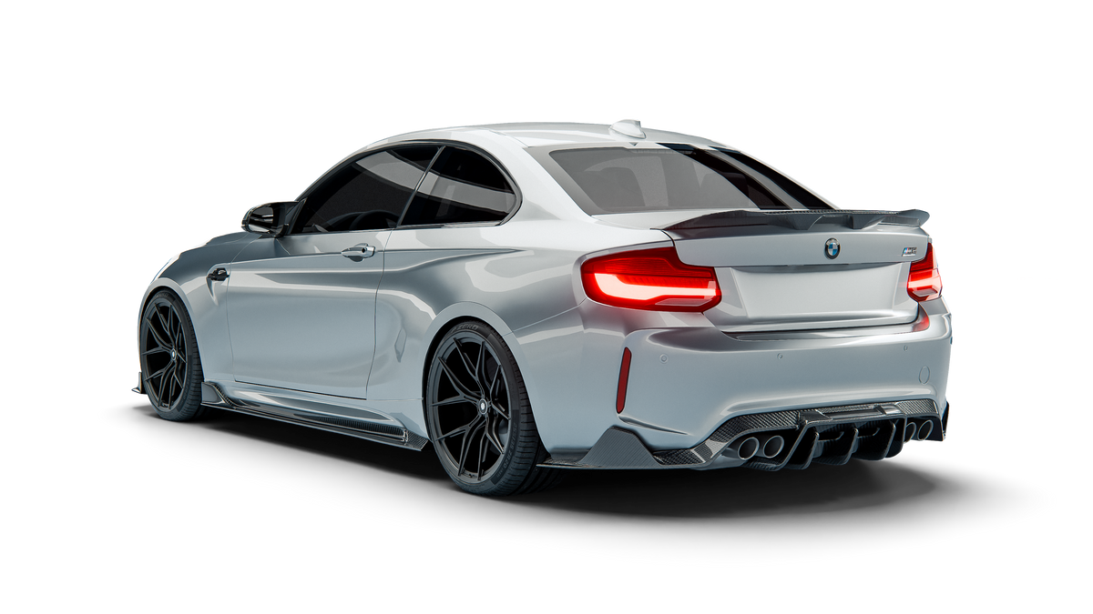 宝马M2 F87 N55 RevoZport Street Program 后视图，带一体式后扩散器和行李箱扰流板