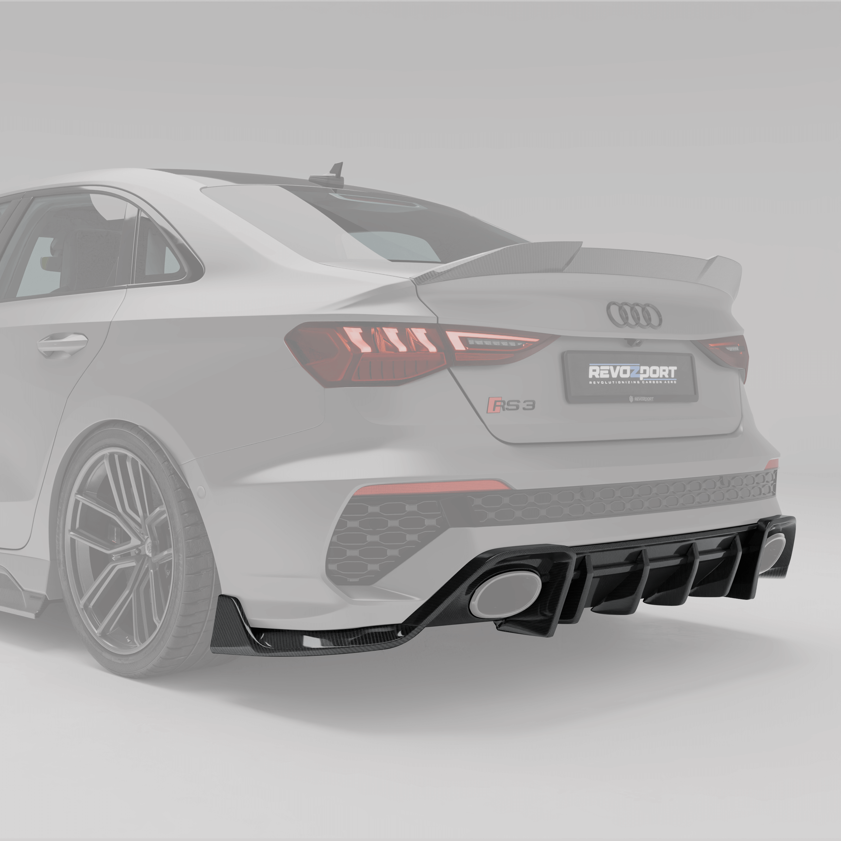 Audi RS3  8Y Limousine Carbon Fiber Rear Wing Partial Projection Effect Diagram