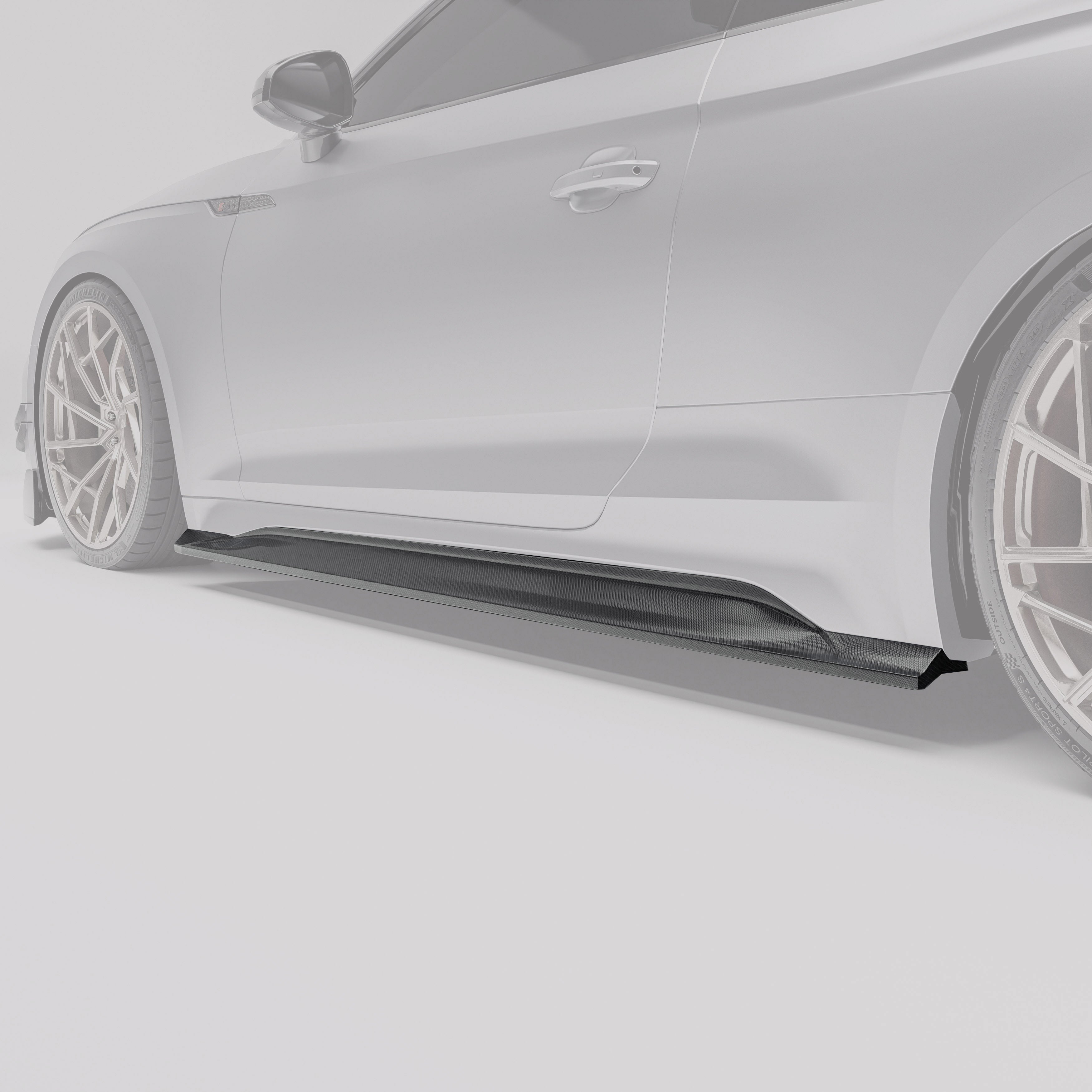 Audi RS5 coupe carbon fiber side skirts with protruding sections