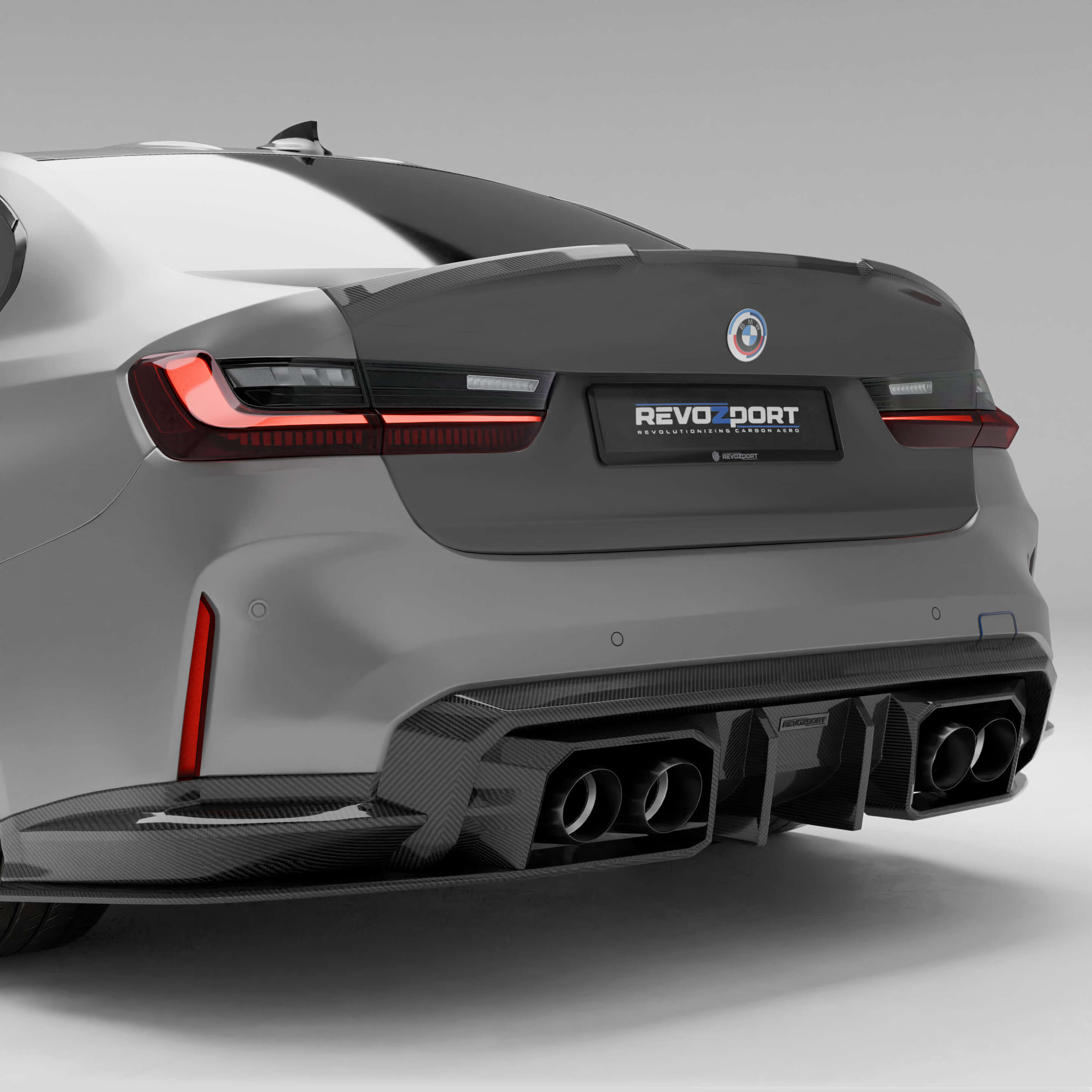 BMW M3 G80 Stainless Steel Exhaust Tailpipe Partial Projection Rendering