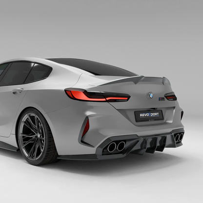 BMW car with a carbon fiber rear diffuser on a white background