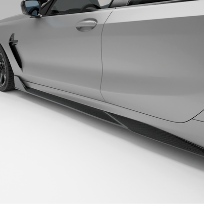 BMW car with a carbon fiber side skirts on a white background