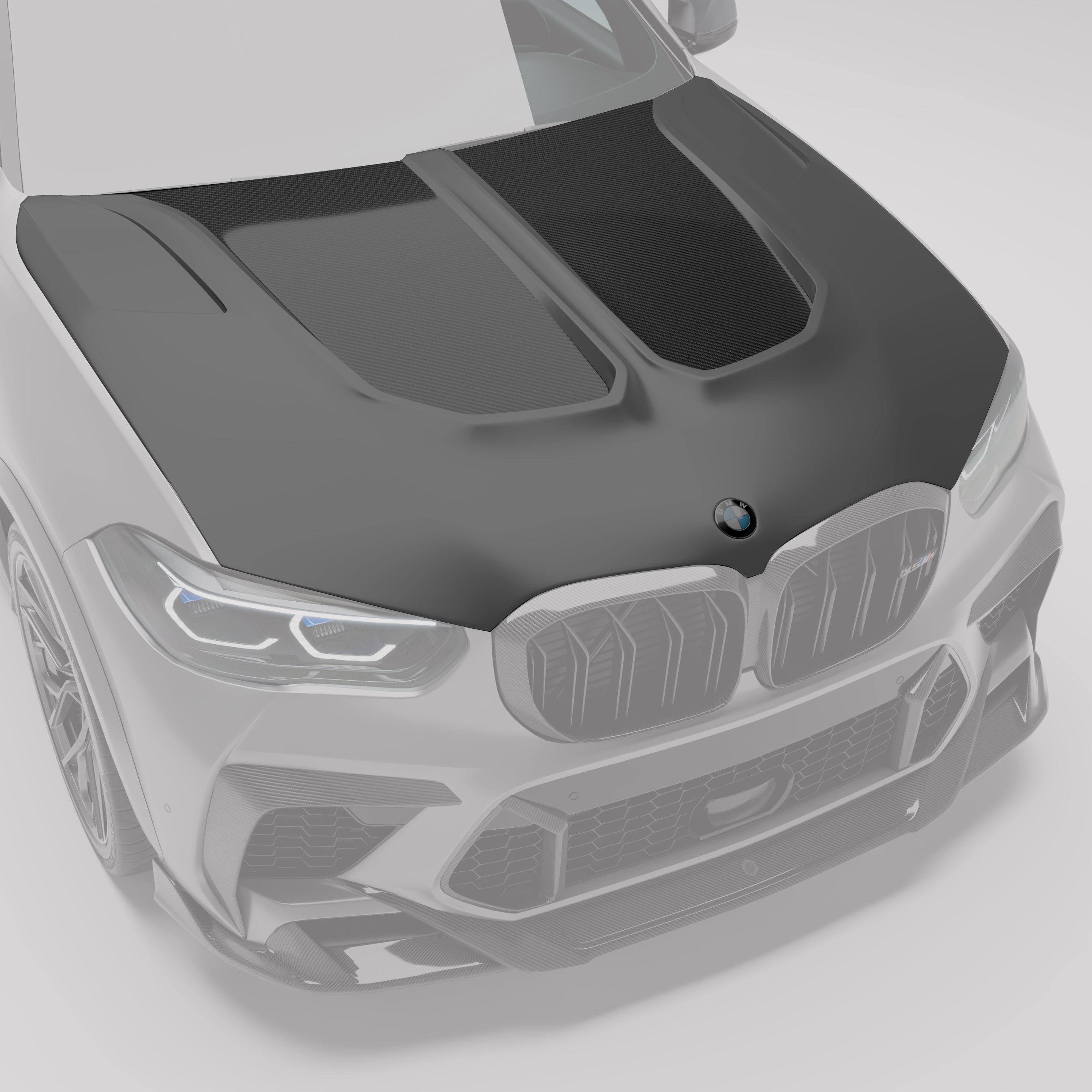 Partial View of  X5M PRE LCI Carbon Fiber Hood-Revozport