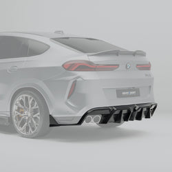 带醒目碳纤维后唇的 BMW X6M F96 PRE LCI 渲染图