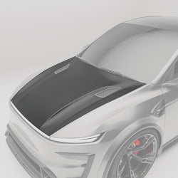 Tesla Model Y Juniper 碳纤维发动机盖前侧视角