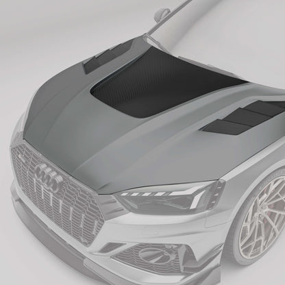 Audi RS5 coupe carbon fiber hood with protruding sections