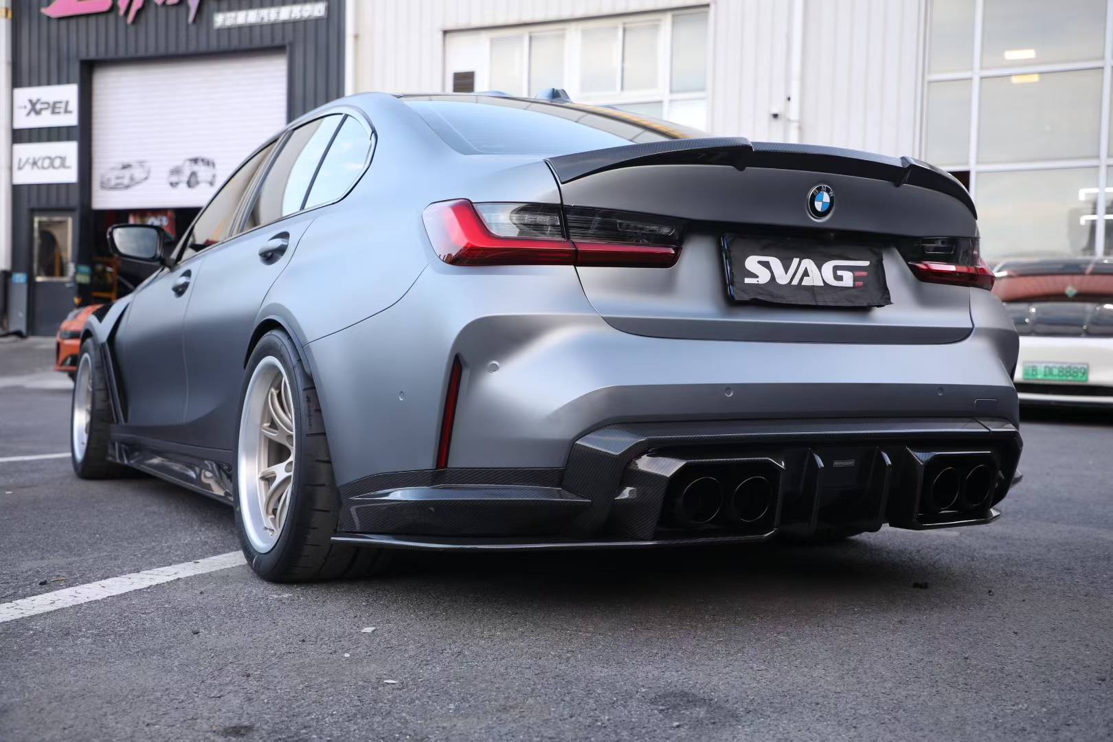 BMW M3 G80 RevoZport Street Program rear diffuser trunk spoiler and side skirts