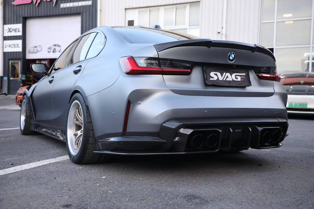 BMW M3 G80 RevoZport Street Program rear diffuser trunk spoiler and side skirts